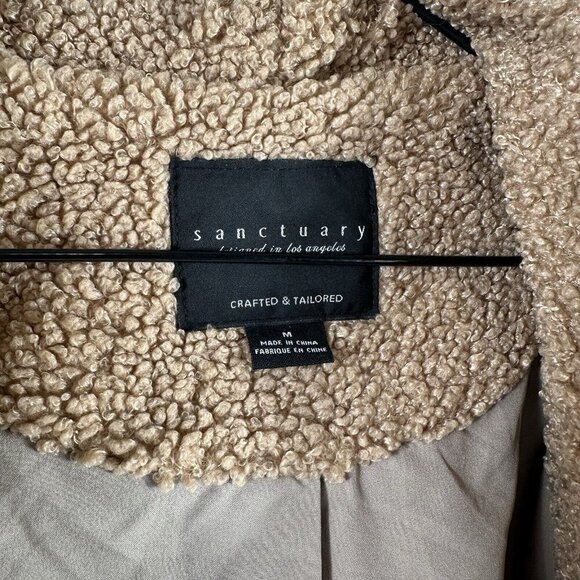 Sanctuary Snap Teddy Coat Tan Faux Fur Jacket/Coat Size Medium - Picture 3 of 8